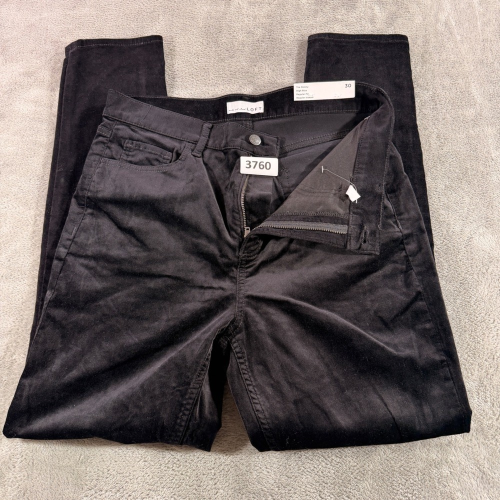 LOFT The Skinny Pants Womens 30/10 Black High Rise Corduroy‎ S/545282 FA21